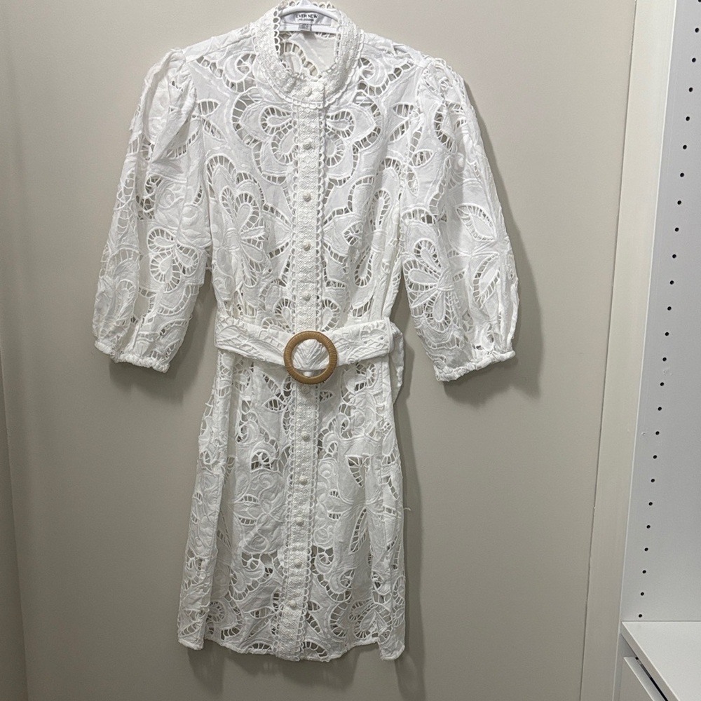 Ever New Claudia Broderie Mini Dress Elegant White Lace Dress Size 2